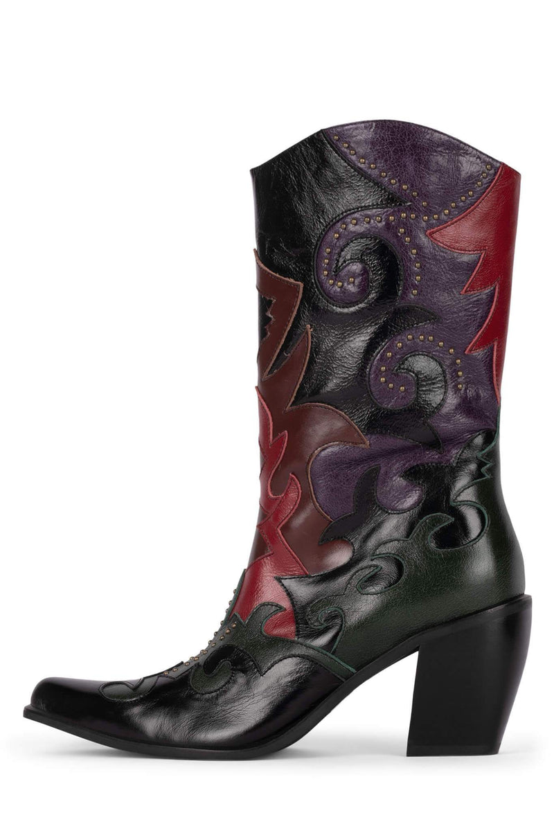 Black Women's Jeffrey Campbell Saddle-Up Cowboy Boots | BNIFGY-785