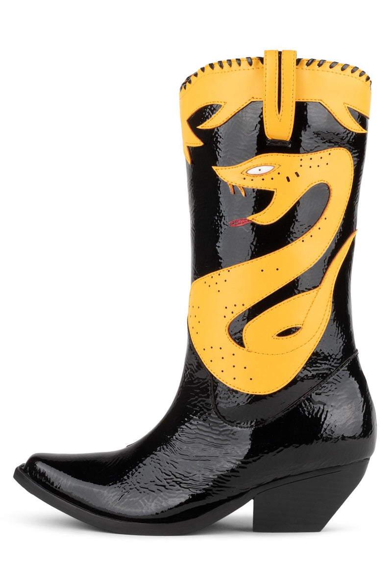 Black / Yellow Women's Jeffrey Campbell Kllr-Cobra Cowboy Boots | FSWNAV-829