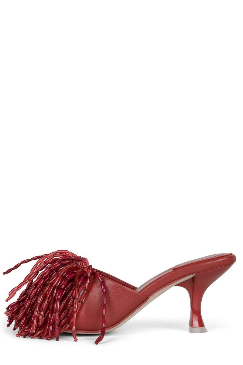 Dark Red Women's Jeffrey Campbell Mr-Big-Pom Heels | GXQFOD-107