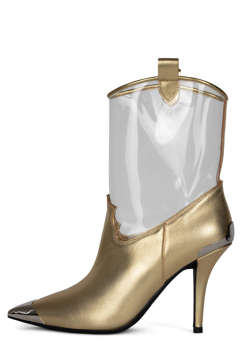 Gold Women's Jeffrey Campbell Elpaso-V Ankle Boots | RFUNAI-291