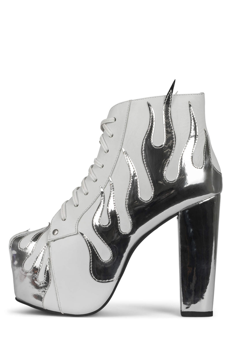 Silver Women's Jeffrey Campbell Lita-Flame Ankle Boots | JRNFTC-268