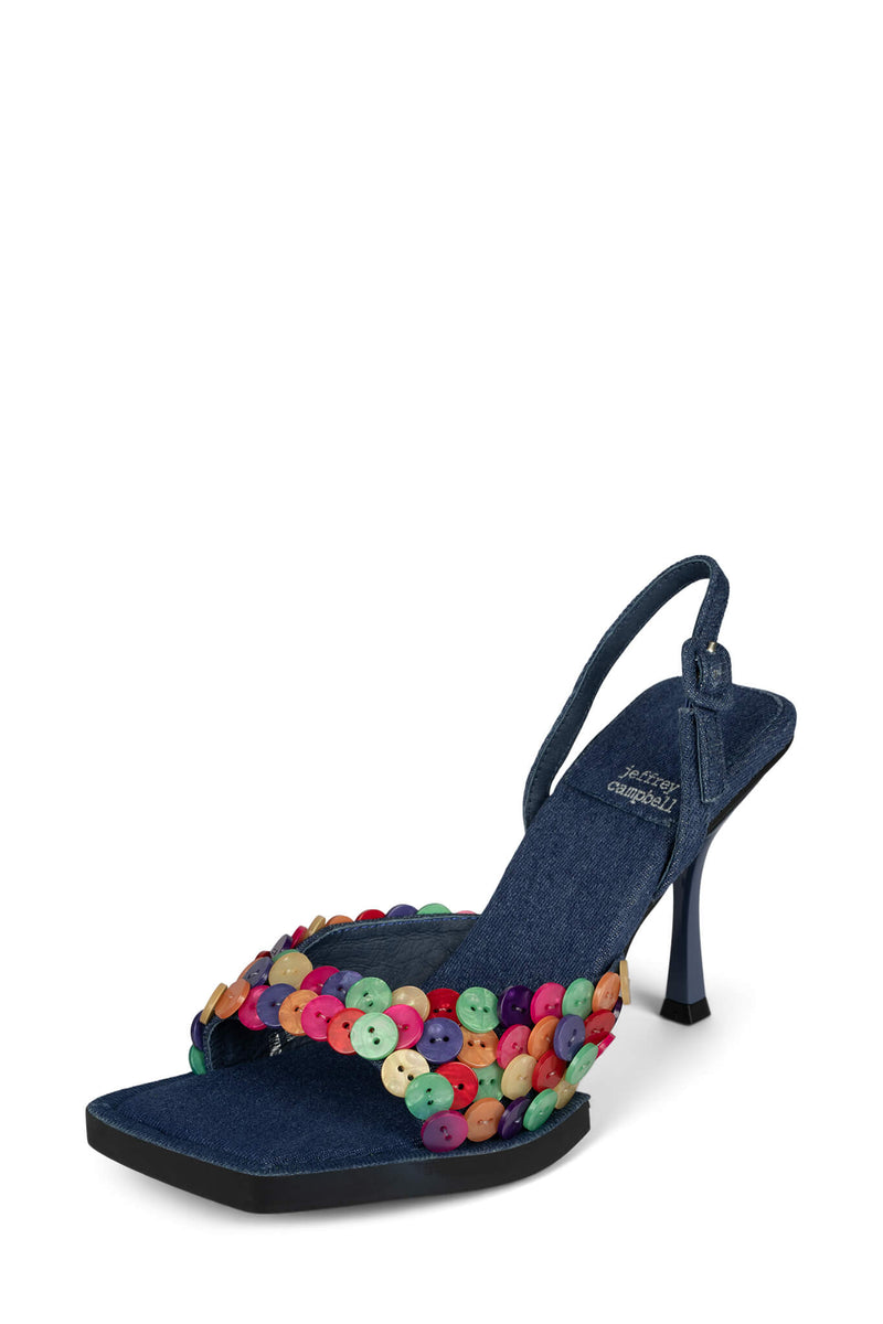 Blue Women's Jeffrey Campbell Buttoned Heels | EITLVF-432