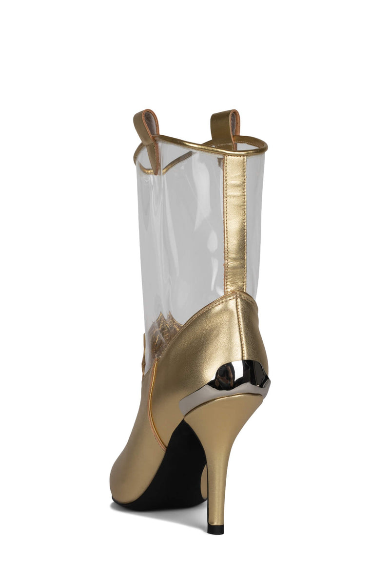 Gold Women's Jeffrey Campbell Elpaso-V Ankle Boots | RFUNAI-291