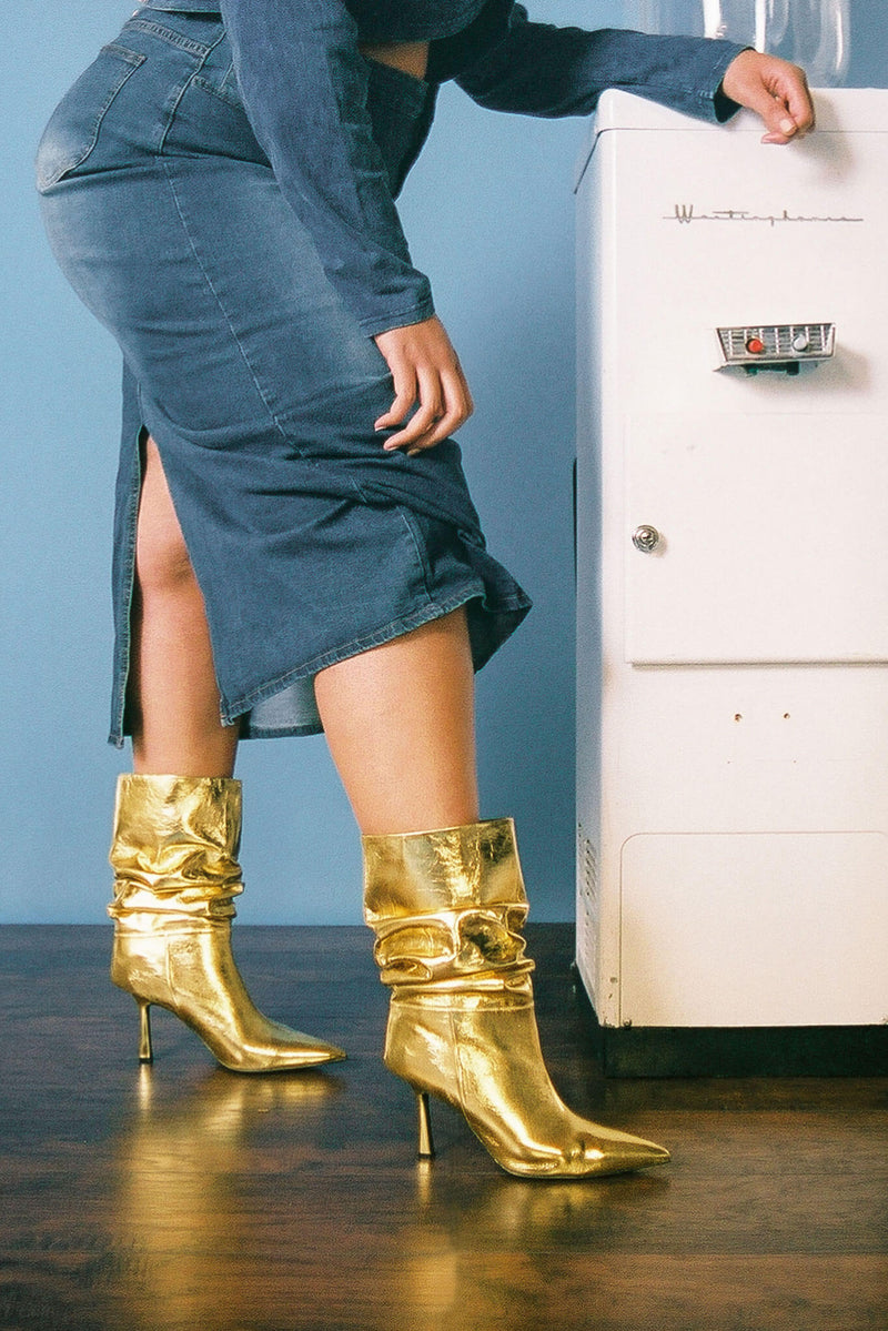 Gold Women's Jeffrey Campbell Guillo-2 Ankle Boots | PQIEXV-547