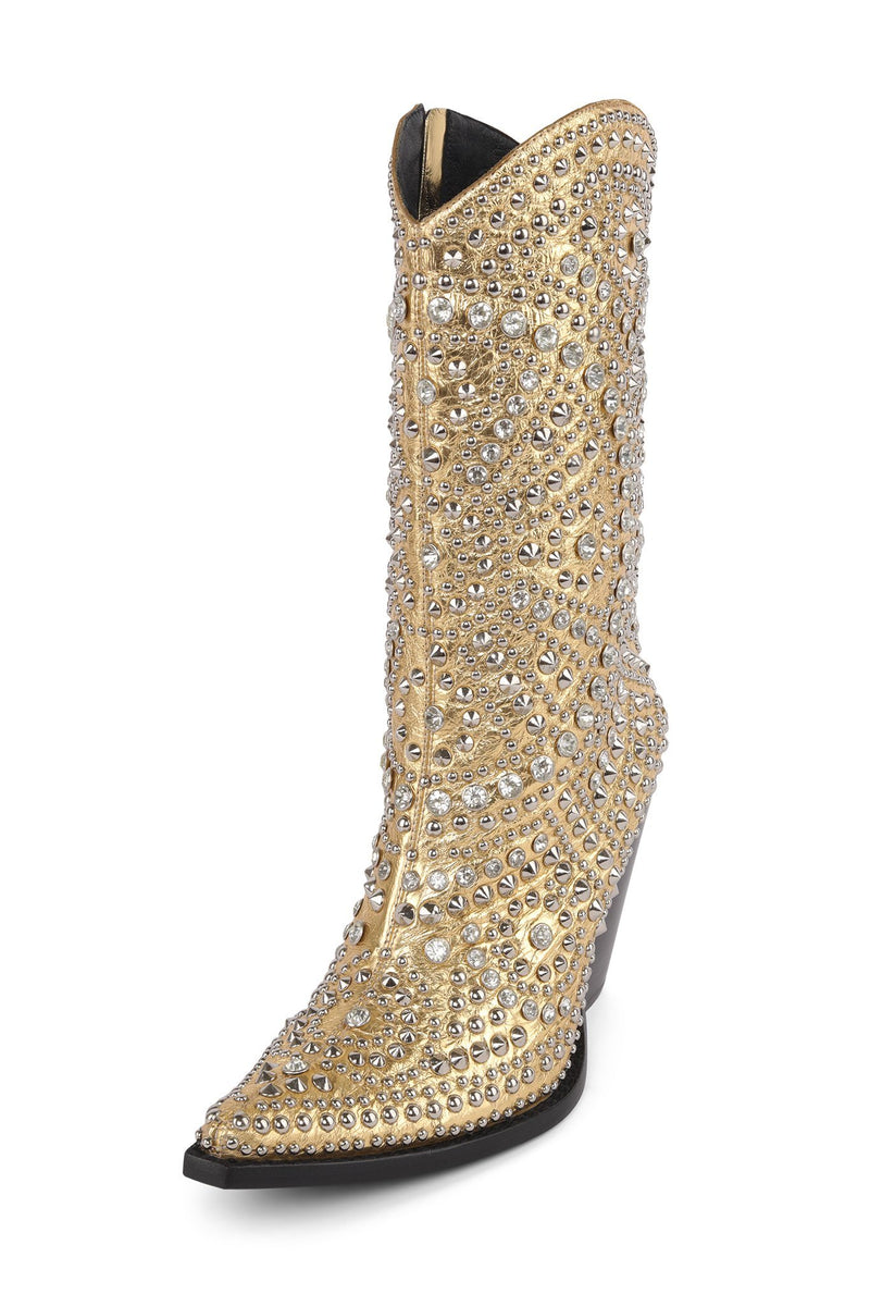 Gold Women's Jeffrey Campbell Studley Ankle Boots | BZOJHT-390