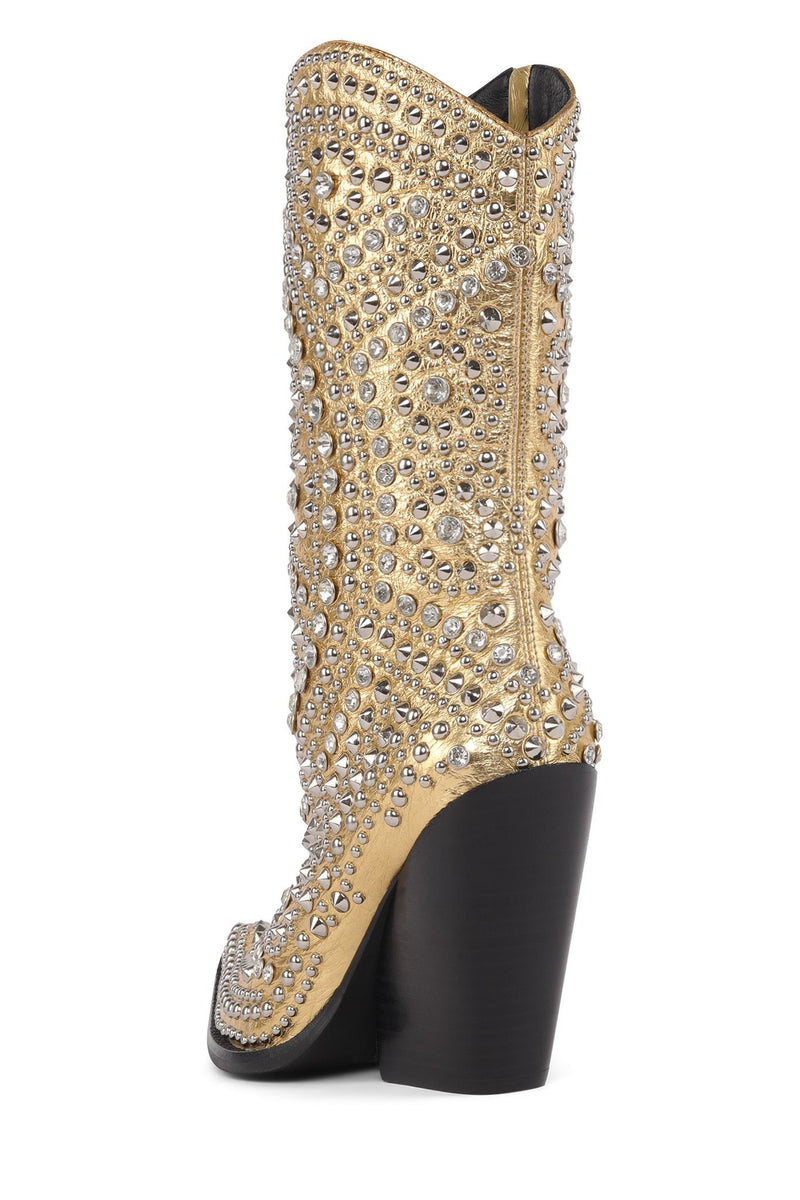 Gold Women's Jeffrey Campbell Studley Ankle Boots | BZOJHT-390