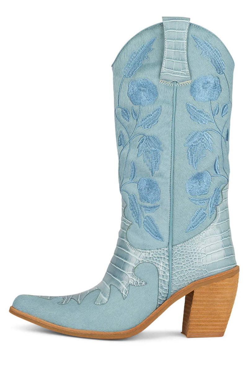 Light Blue Women\'s Jeffrey Campbell En-Guard-F Cowboy Boots | PZBWHG-528