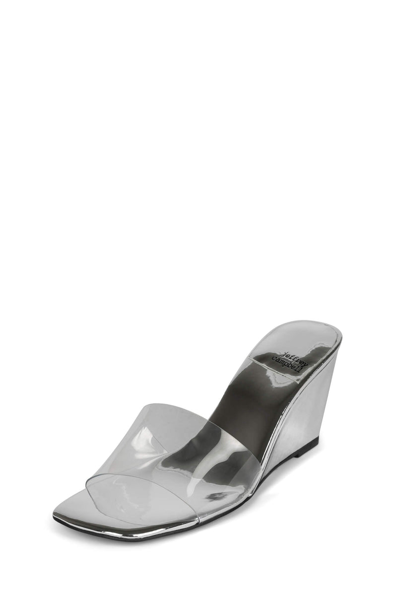 Silver Women's Jeffrey Campbell C-Through Wedges | QLIROG-908