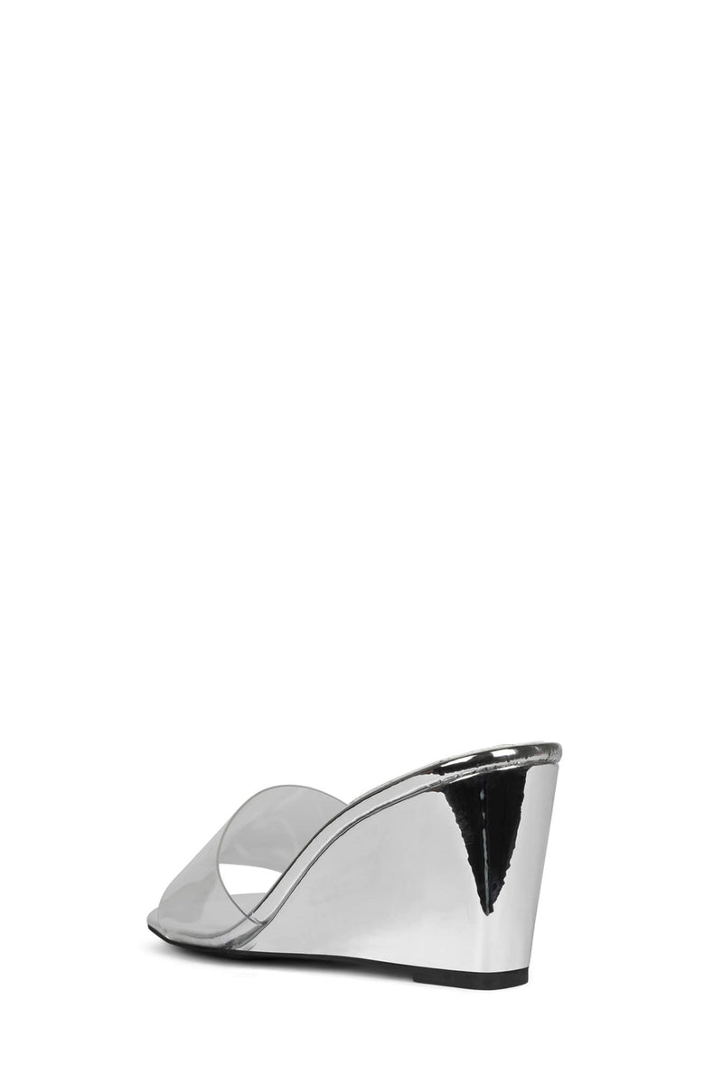 Silver Women's Jeffrey Campbell C-Through Wedges | QLIROG-908